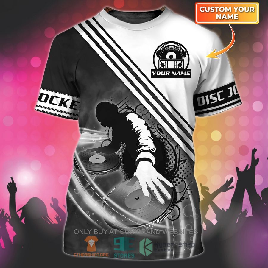 dj custom name pattern black white custom name 3d shirt 1 69123