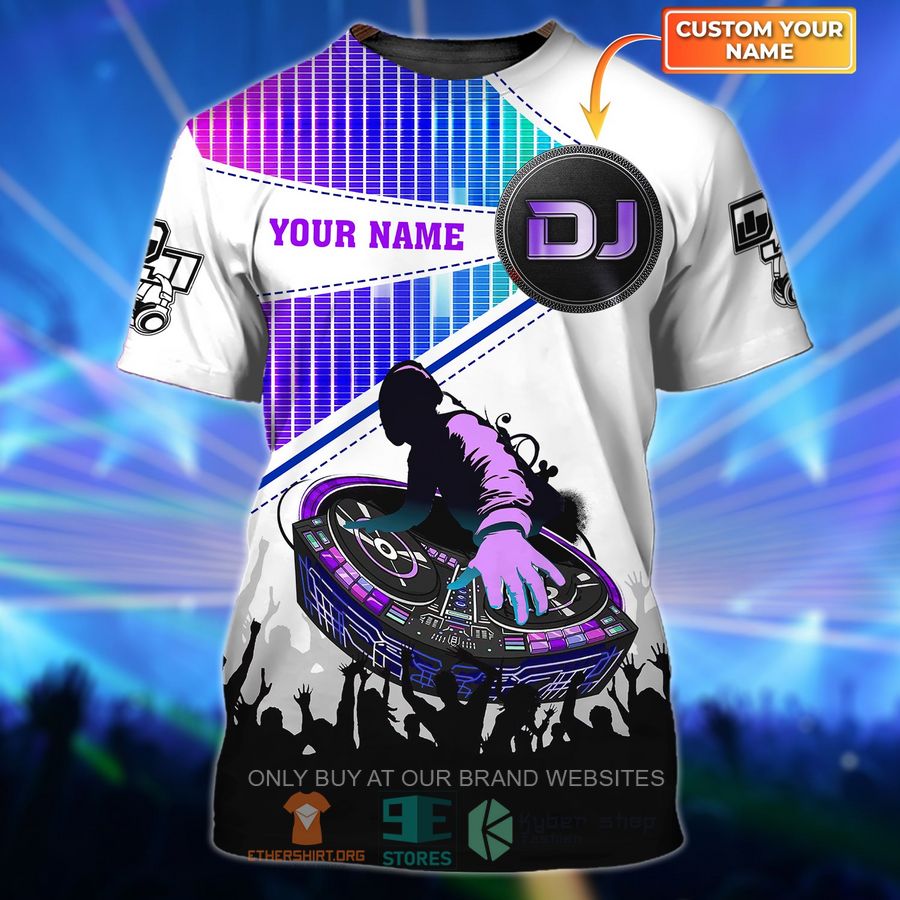 dj custom name white purple 3d shirt 1 24640