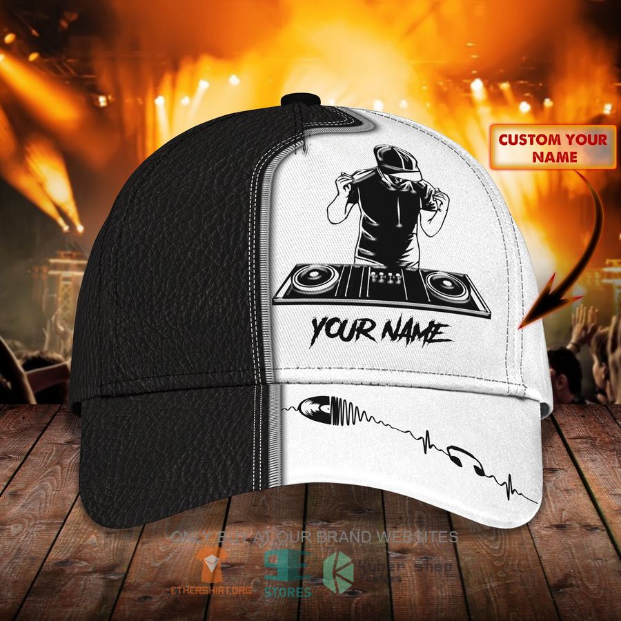 dj white black color pattern custom name cap 2 42912