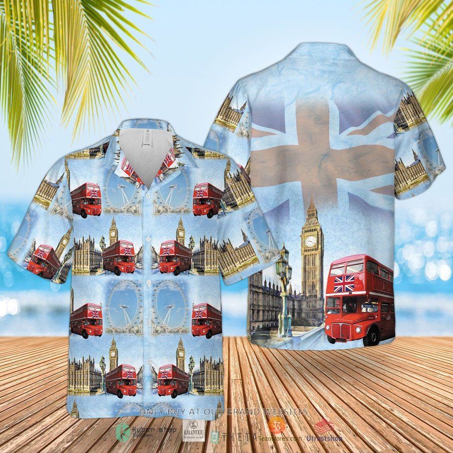 double decker bus routemasters blue short sleeve hawaiian shirt 2 99621