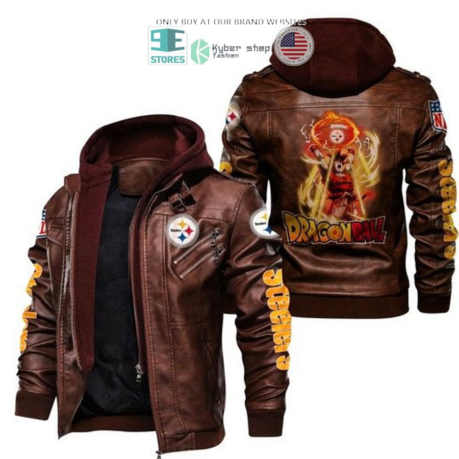 dragon ball son goku pittsburgh steelers leather jacket 2 14030