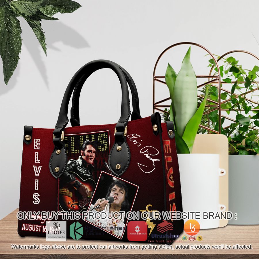 elvis presley in memory of august 16 1977 leather handbag 1 74196