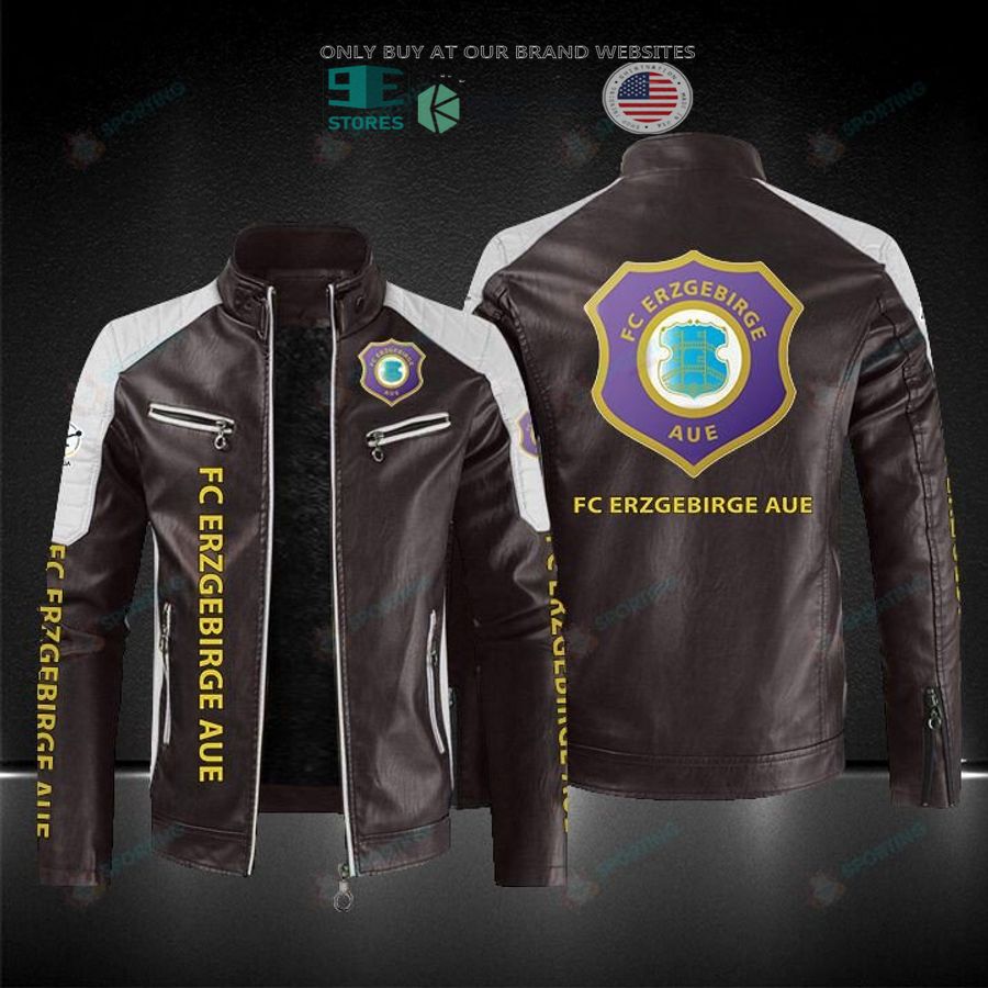 NEW FC Erzgebirge Aue Men Block Leather Jacket 4 fc erzgebirge aue block leather jacket 4 65794