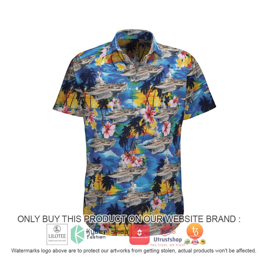 french aircraft carrier charles de gaulle french navy hawaiian shirt beach shorts 1 99881