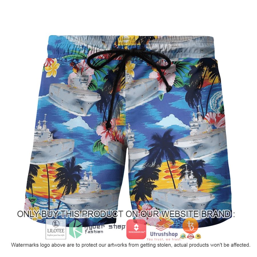HOT French ship Mistral L9013 French Navy Hawaiian Shirt, Shorts 7 french ship mistral l9013 french navy hawaiian shirt beach shorts 7 97495