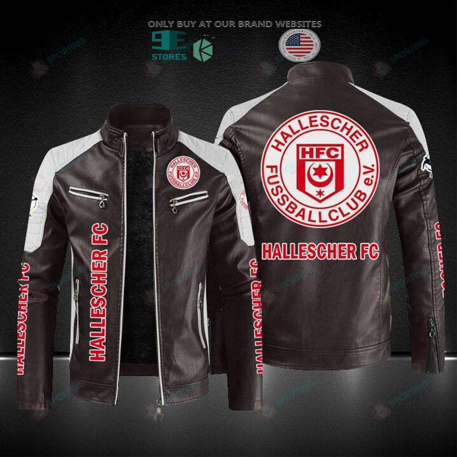 NEW Hallescher FC Men Block Leather Jacket 4 hallescher fc block leather jacket 4 4300