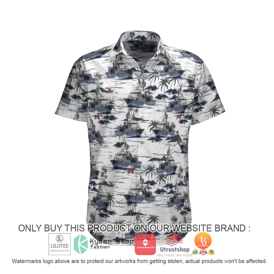 hmas anzac ffh 150 royal australian navy hawaiian shirt beach shorts 1 53250