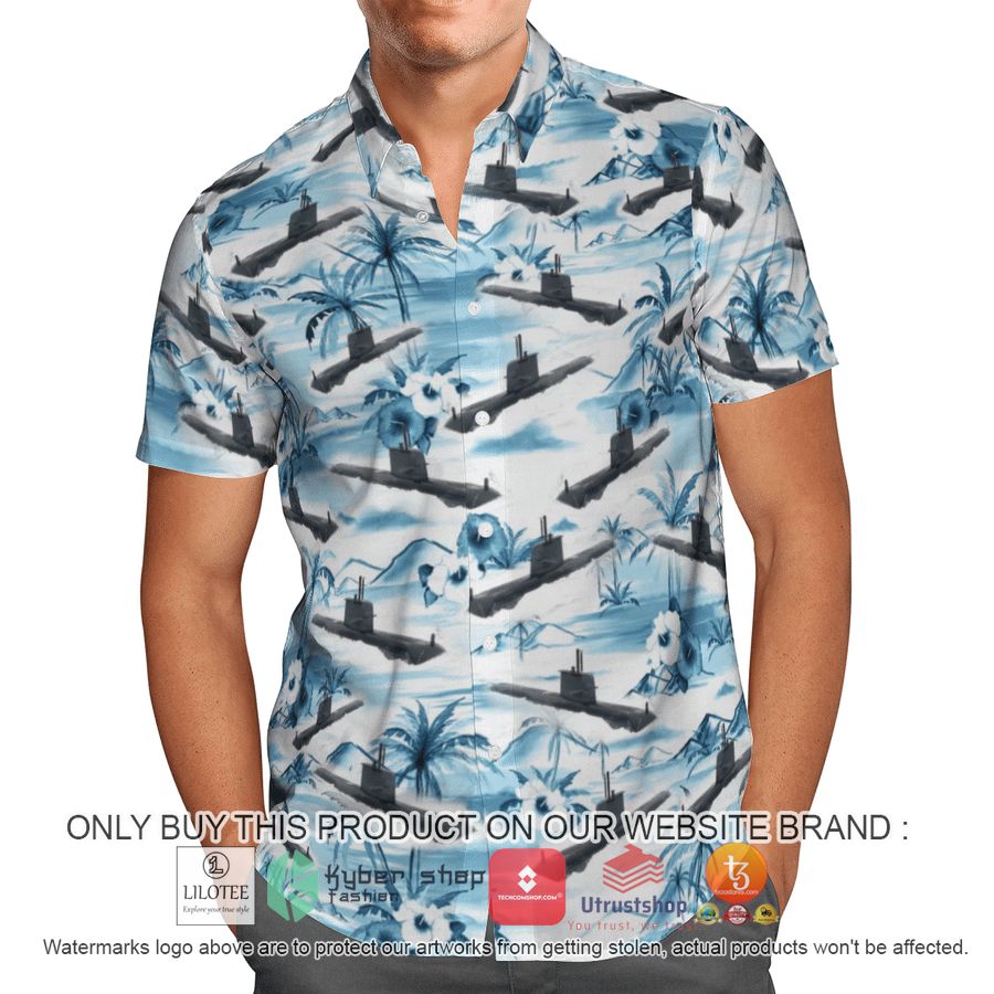 hmas collins ssg 73 royal australian navy hawaiian shirt beach shorts 1 95854