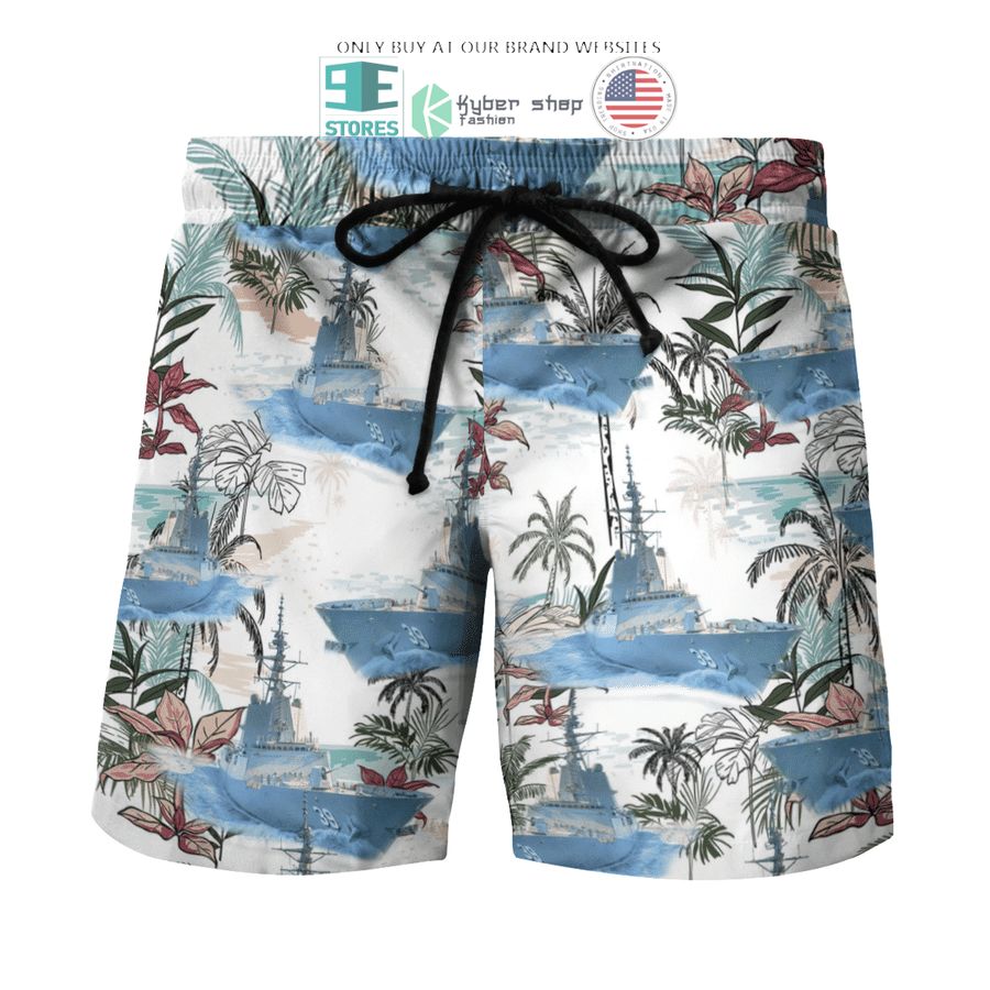 NEW HMAS Hobart DDG 39 Royal Australian Navy white Hawaii Shirt, Shorts 7 hmas hobart ddg 39 royal australian navy white hawaiian shirt shorts 7 72385