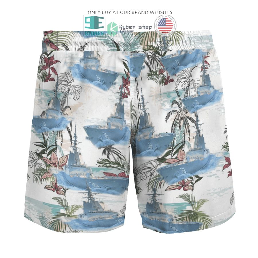 NEW HMAS Hobart DDG 39 Royal Australian Navy white Hawaii Shirt, Shorts 9 hmas hobart ddg 39 royal australian navy white hawaiian shirt shorts 9 33472
