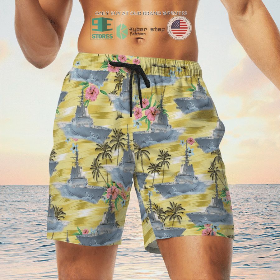 NEW HMAS Hobart DDG 39 Royal Australian Navy yellow Hawaii Shirt, Shorts 11 hmas hobart ddg 39 royal australian navy yellow hawaiian shirt shorts 11 14427