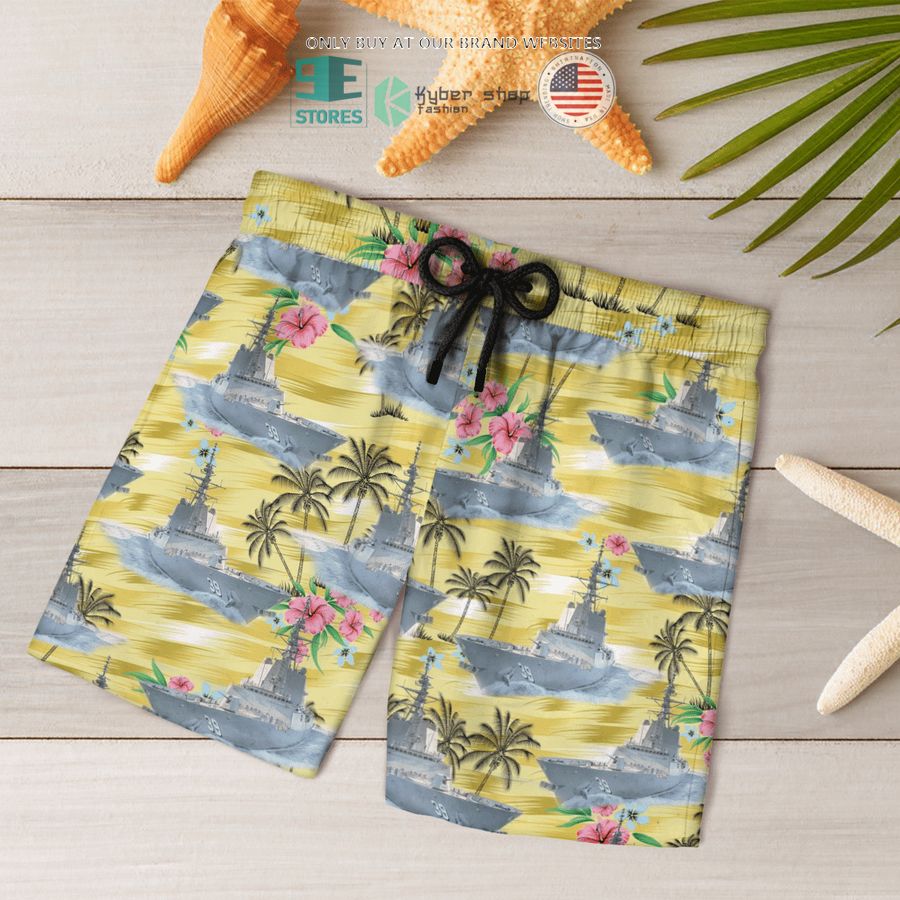NEW HMAS Hobart DDG 39 Royal Australian Navy yellow Hawaii Shirt, Shorts 14 hmas hobart ddg 39 royal australian navy yellow hawaiian shirt shorts 14 72492