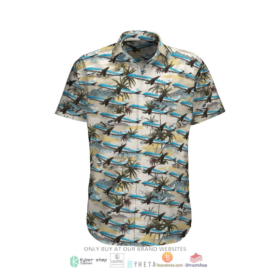 klm royal dutch airlines embraer 190 short sleeve hawaiian shirt 1 51241