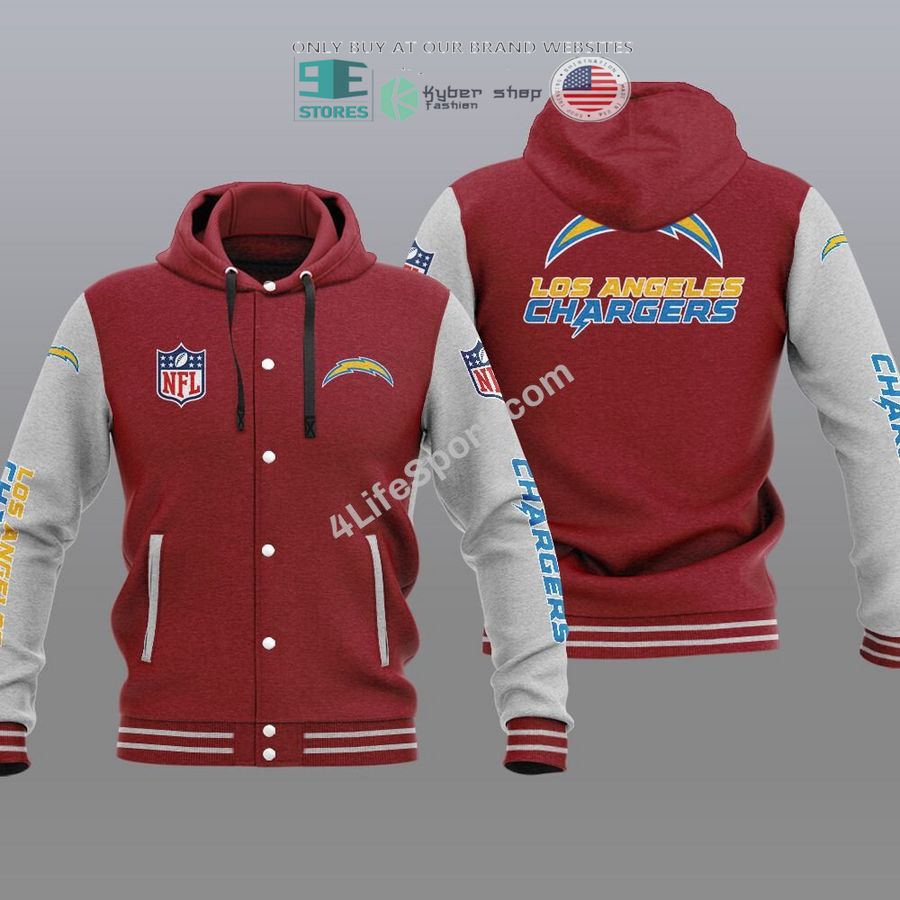 NEW Los Angeles Chargers Hoodie Varsity Jacket 5 los angeles chargers baseball hoodie jacket 5 7401