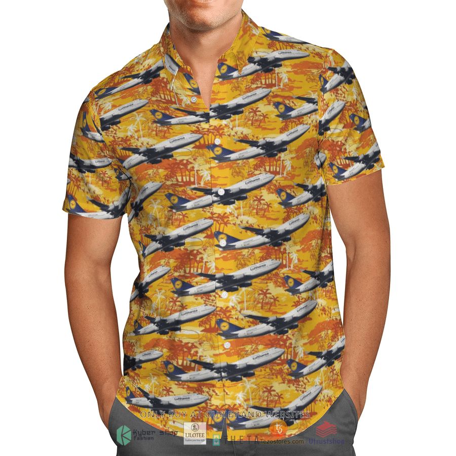 BEST Lufthansa Boeing 747-400 Yellow Hawaiian Shirt 4 lufthansa boeing 747 400 yellow short sleeve hawaiian shirt 4 12658