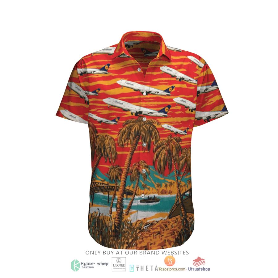 lufthansa boeing 747 8 short sleeve hawaiian shirt 2 97454