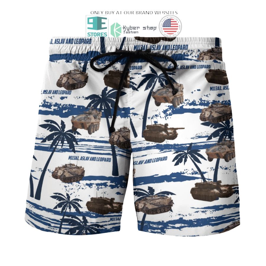 NEW M113A1 ASLAV and Leopard Australian Army white Hawaii Shirt, Shorts 8 m113a1 aslav and leopard australian army white hawaiian shirt shorts 8 19372