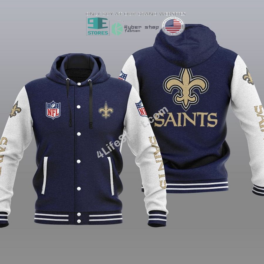 NEW New Orleans Saints Hoodie Varsity Jacket 3 new orleans saints baseball hoodie jacket 3 79676