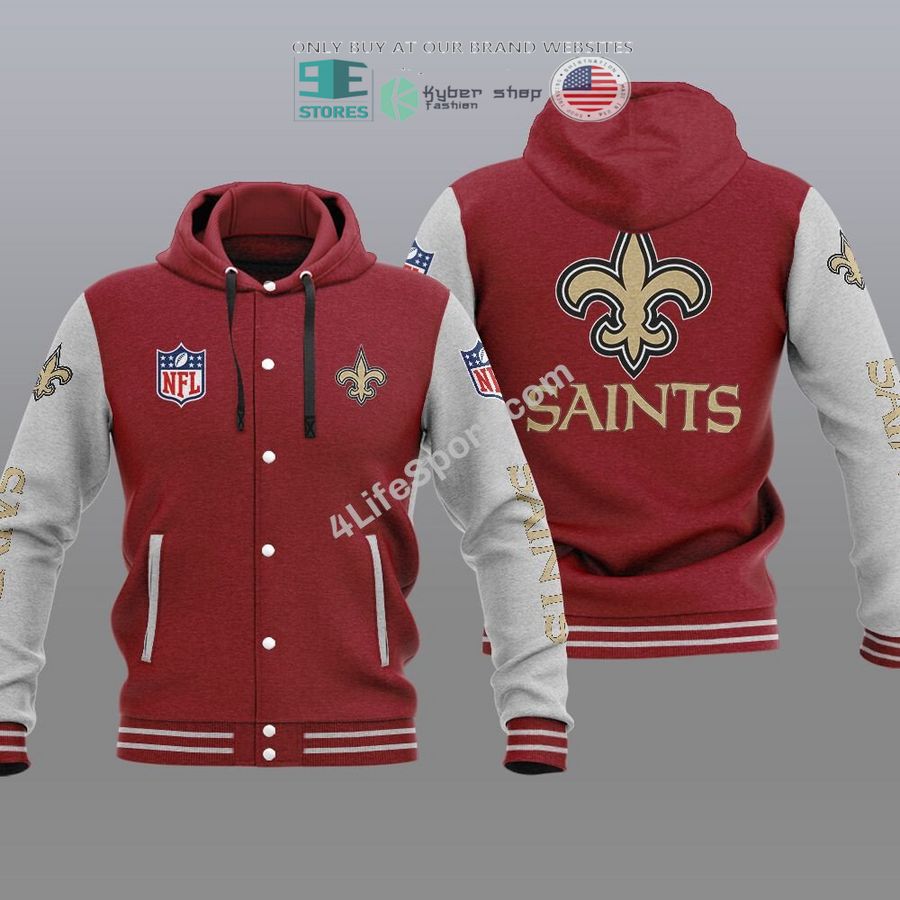NEW New Orleans Saints Hoodie Varsity Jacket 5 new orleans saints baseball hoodie jacket 5 99473