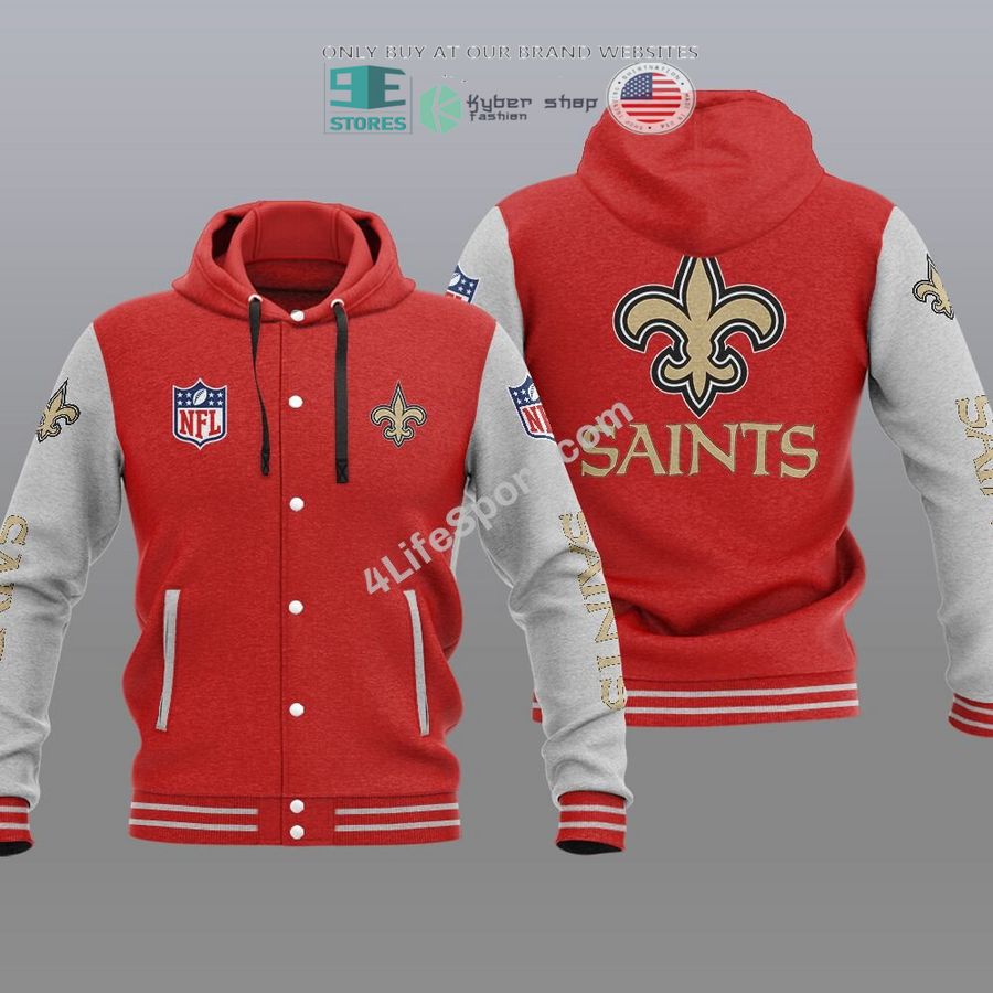 NEW New Orleans Saints Hoodie Varsity Jacket 6 new orleans saints baseball hoodie jacket 6 72185
