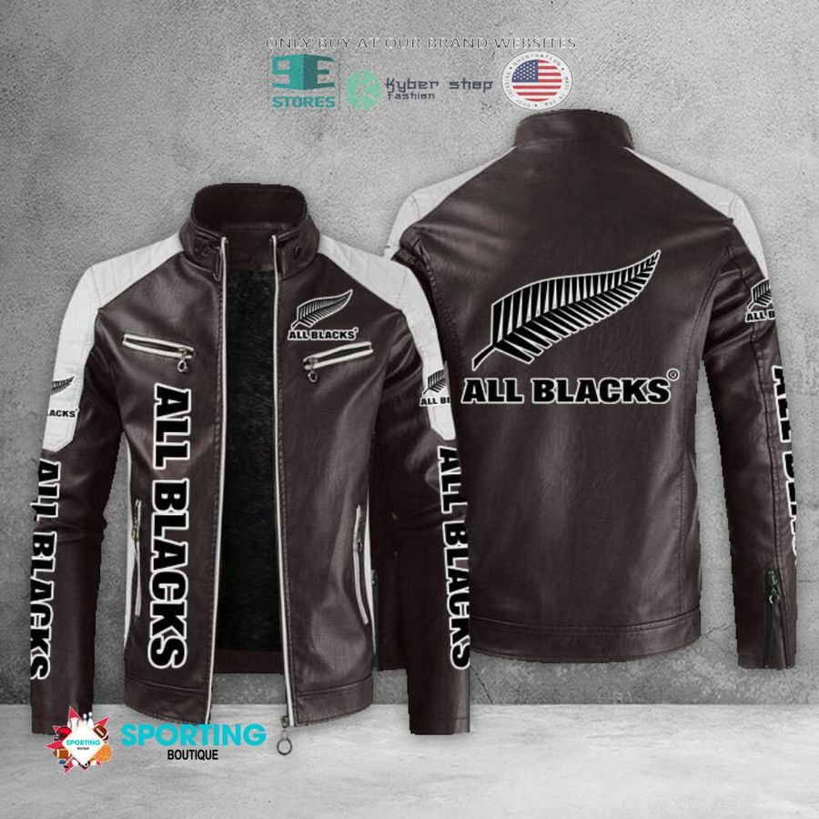 NEW New Zealand national rugby union team All Blacks Men Block Leather Jacket 4 new zealand national rugby union team all blacks block leather jacket 4 43764