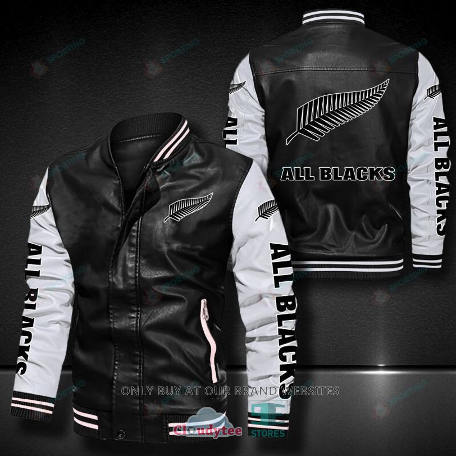 new zealand national rugby union team all blacks leather bomber jacket 1 8132 1
