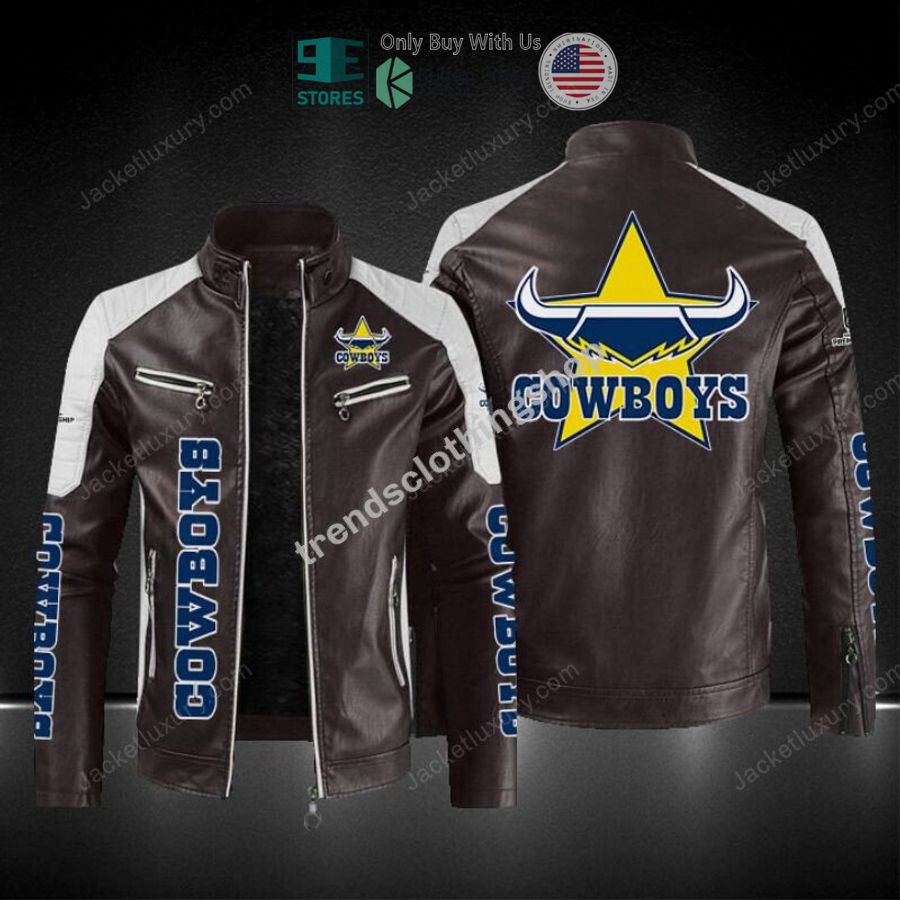 NEW North Queensland Cowboys Block Leather Jacket 4 north queensland cowboys block leather jacket 4 19653