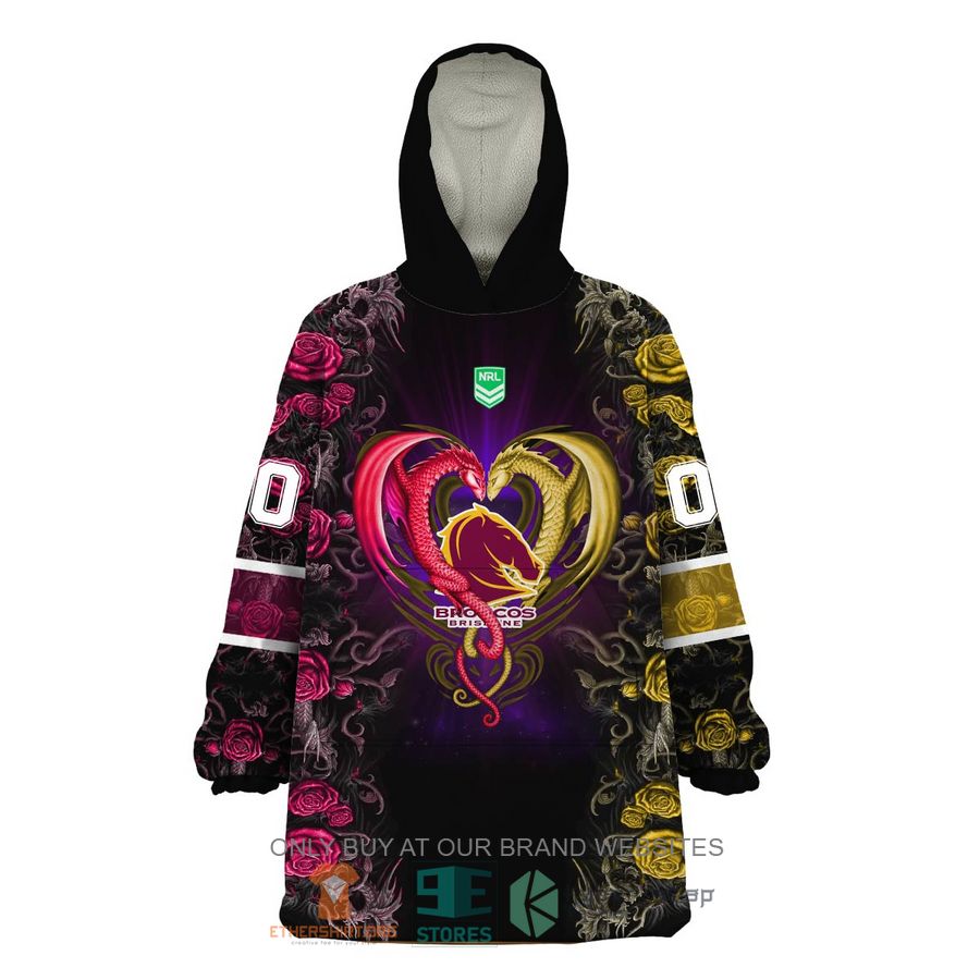HOT NRL Brisbane Broncos Rose Dragon Personalized Sherpa Hoodie Blanket 4 nrl brisbane broncos rose dragon personalized fleece hoodie blanket 4 48766
