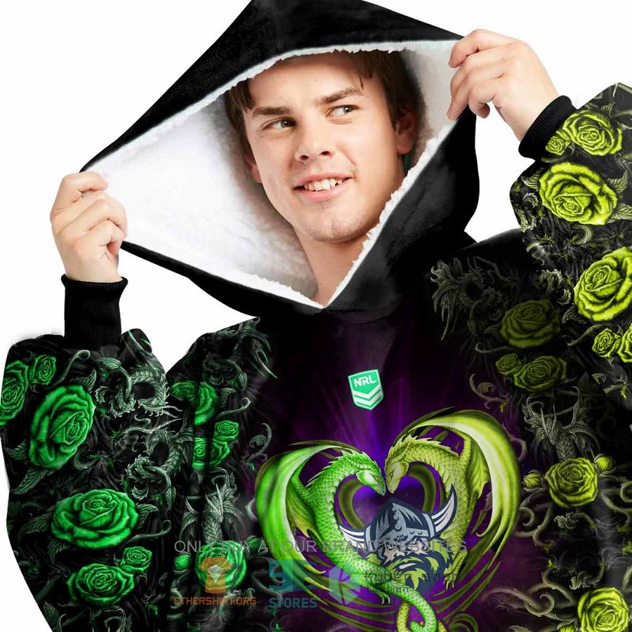 nrl canberra raiders rose dragon personalized fleece hoodie blanket 2 84369