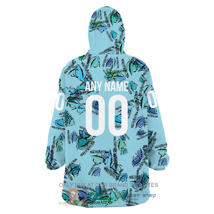 HOT NRL Cronulla Sutherland Sharks Personalized Sherpa Hoodie Blanket 5 nrl cronulla sutherland sharks personalized fleece hoodie blanket 5 40063