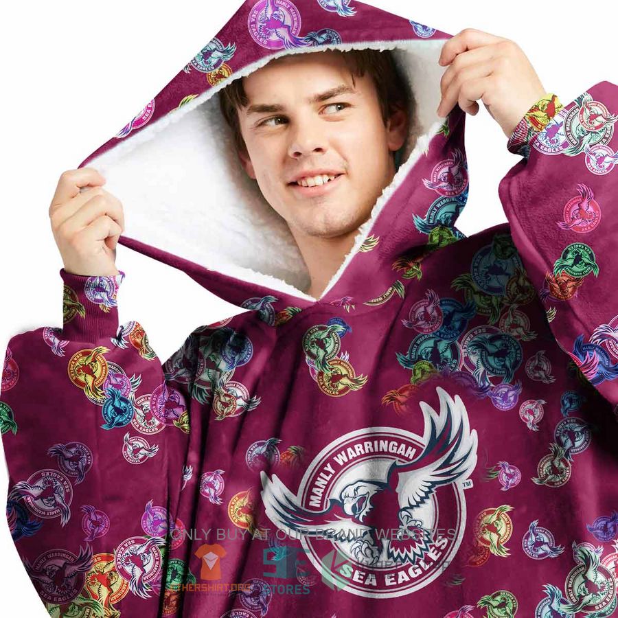 nrl manly warringah sea eagles personalized fleece hoodie blanket 2 30543