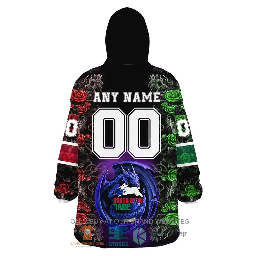 HOT NRL South Sydney Rabbitohs Rose Dragon Personalized Sherpa Hoodie Blanket 5 nrl south sydney rabbitohs rose dragon personalized fleece hoodie blanket 5 19325