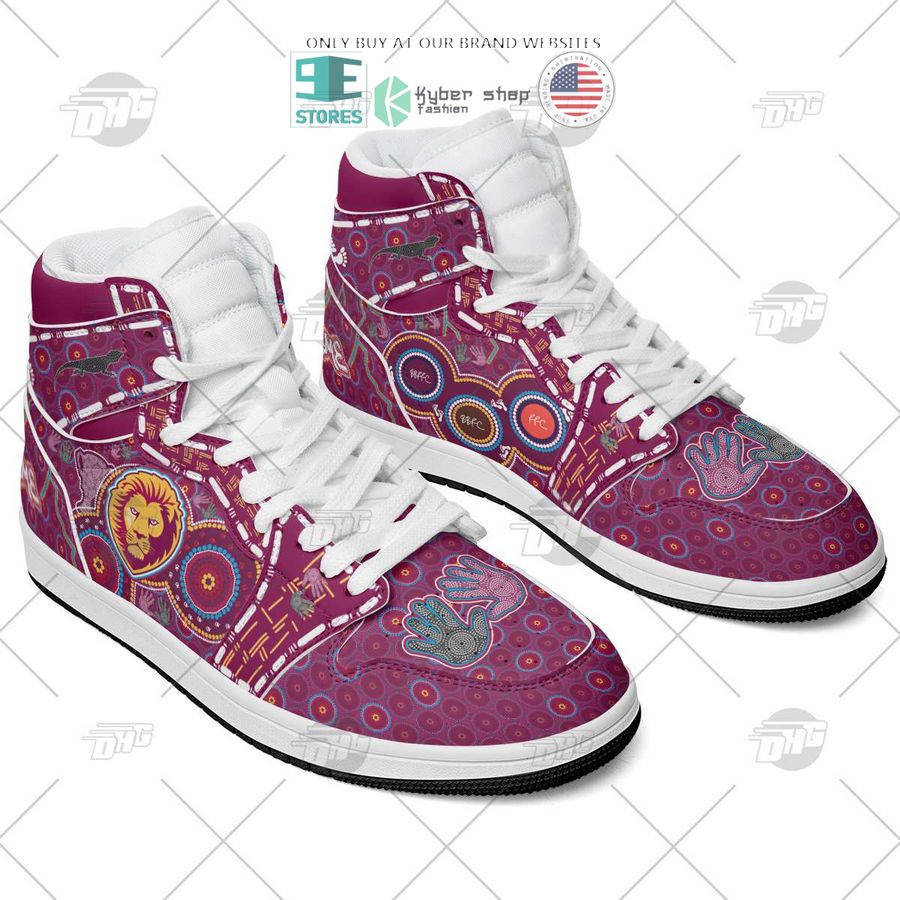 NEW Brisbane Lions Indigenous Custom Name Air Jordan 1 Sneaker 3 personalized afl brisbane lions indigenous air jordan high top shoes 3 26230