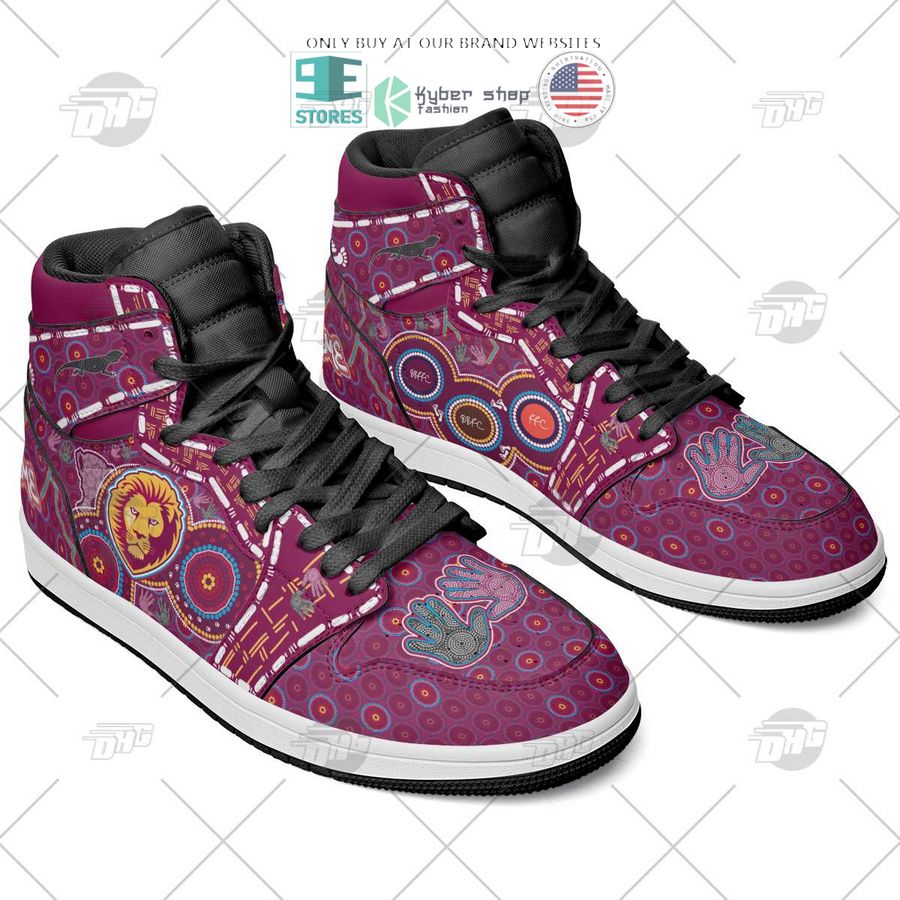 NEW Brisbane Lions Indigenous Custom Name Air Jordan 1 Sneaker 4 personalized afl brisbane lions indigenous air jordan high top shoes 4 31756