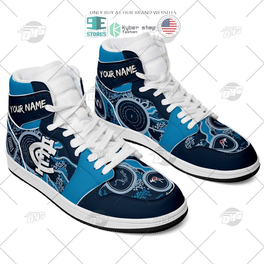 NEW Carlton Blues Indigenous Custom Name Air Jordan 1 Sneaker 3 personalized afl carlton blues indigenous air jordan high top shoes 3 31126