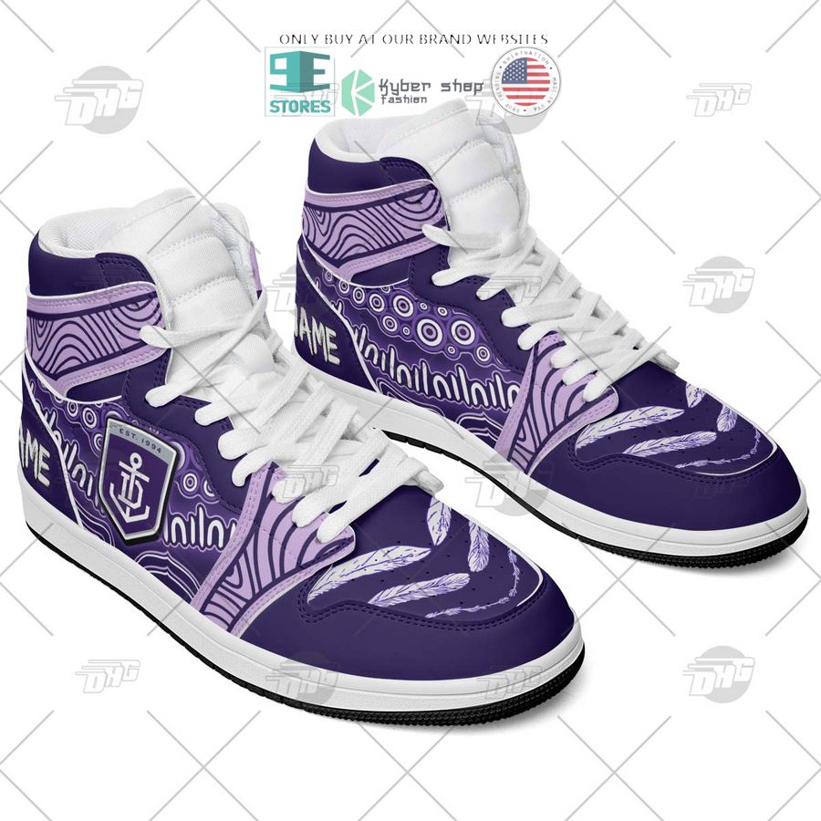 NEW Fremantle Dockers Indigenous Custom Name Air Jordan 1 Sneaker 3 personalized afl fremantle dockers indigenous air jordan high top shoes 3 23551