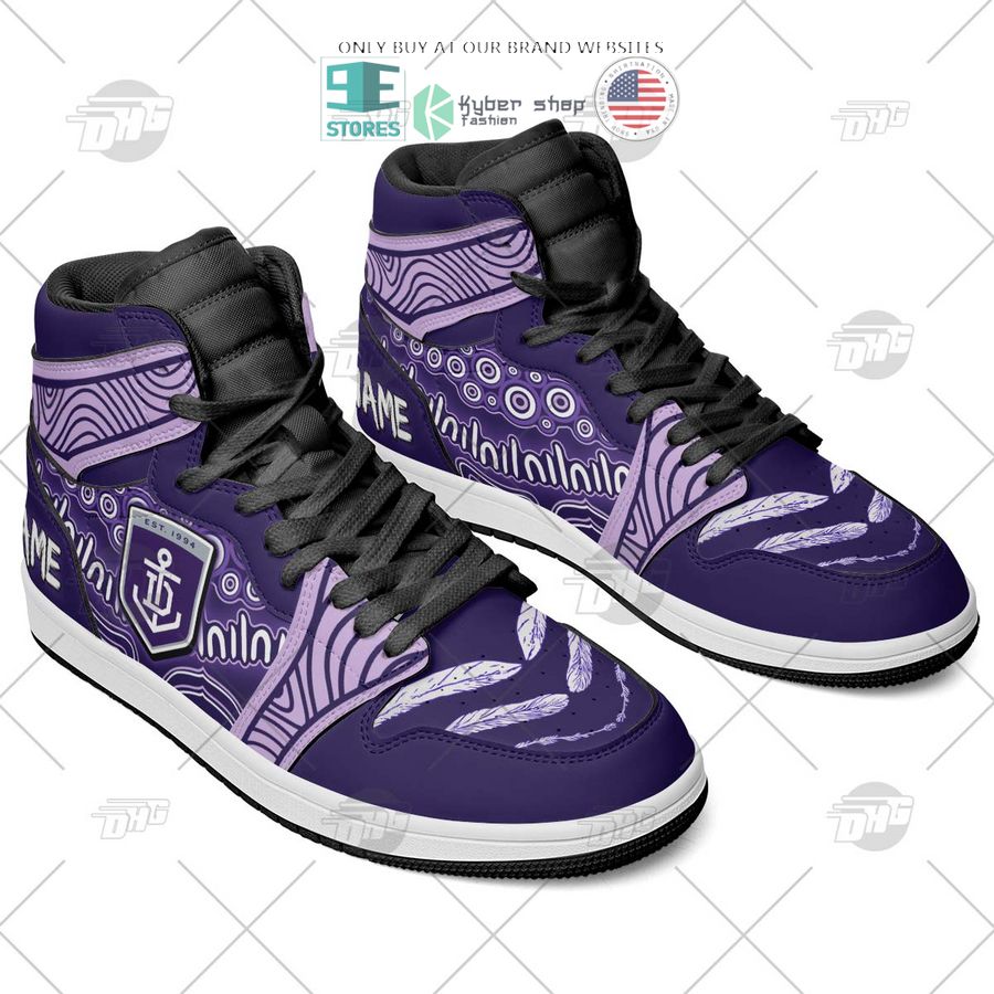 NEW Fremantle Dockers Indigenous Custom Name Air Jordan 1 Sneaker 4 personalized afl fremantle dockers indigenous air jordan high top shoes 4 29945