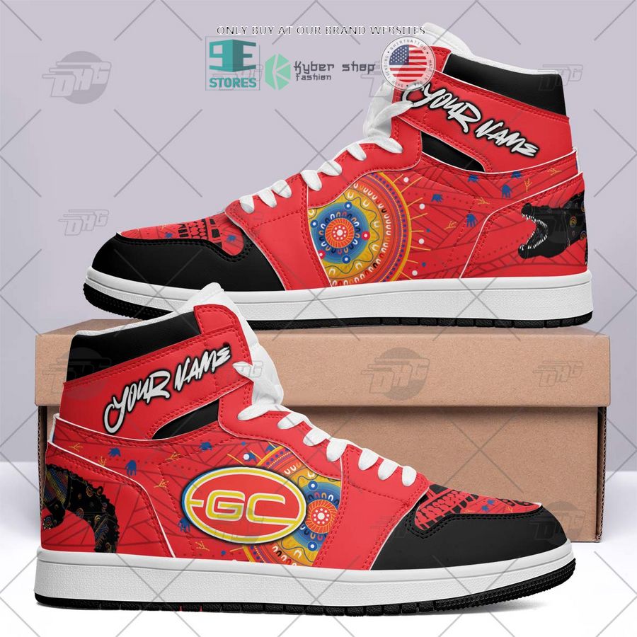 personalized afl gold coast suns indigenous air jordan high top shoes 1 37269