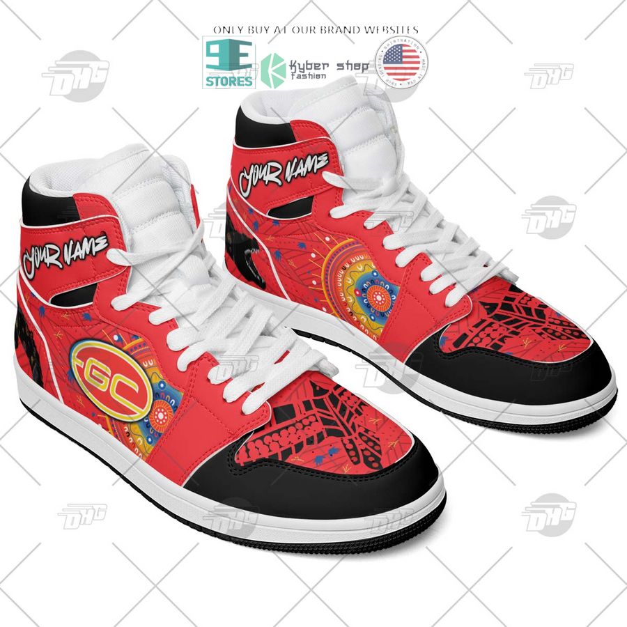 personalized afl gold coast suns indigenous air jordan high top shoes 2 35655