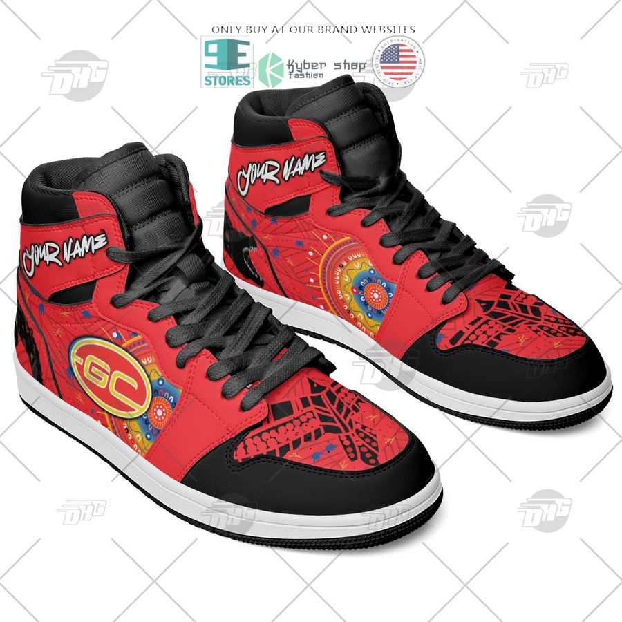 NEW Gold Coast Suns Indigenous Custom Name Air Jordan 1 Sneaker 3 personalized afl gold coast suns indigenous air jordan high top shoes 3 63151