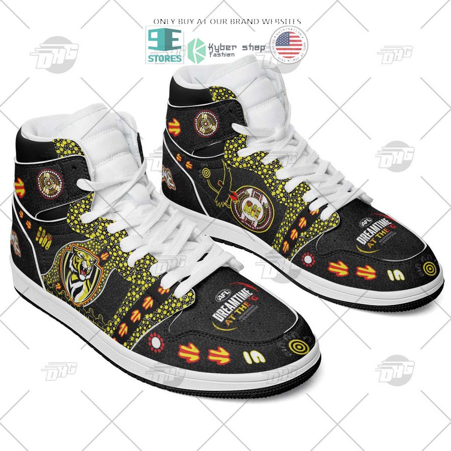 NEW Richmond Tigers Indigenous Custom Name Air Jordan 1 Sneaker 3 personalized afl richmond tigers indigenous air jordan high top shoes 3 33239