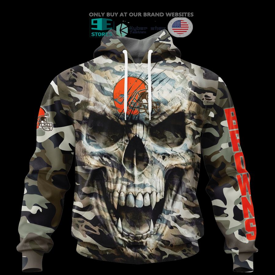 NEW Cleveland Browns Skull Camo Custom Name Hoodie, Shirt 6 personalized cleveland browns skull camo 3d shirt hoodie 6 32606