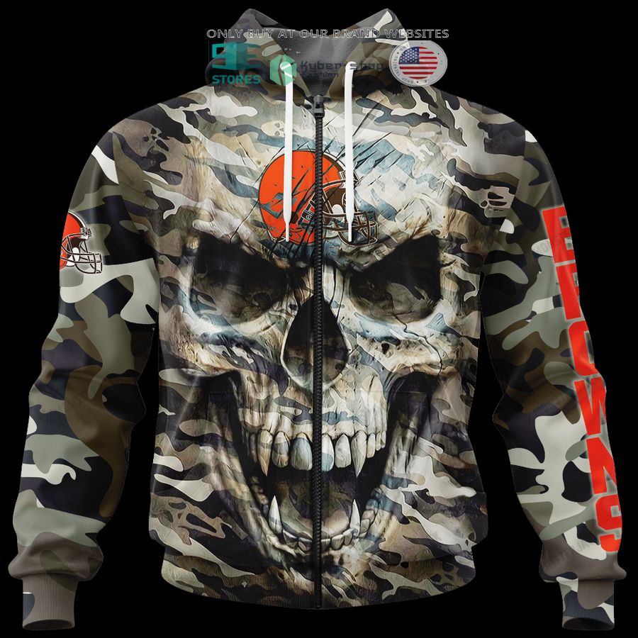 NEW Cleveland Browns Skull Camo Custom Name Hoodie, Shirt 9 personalized cleveland browns skull camo 3d shirt hoodie 9 95193