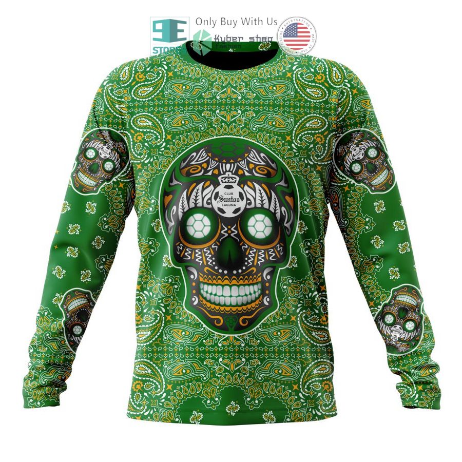 NEW Personalized Club Santos Laguna Sugar Skull Dia De Muertos 3D Hoodie, Shirt 6 personalized club santos laguna sugar skull dia de muertos 3d shirt hoodie 6 44991