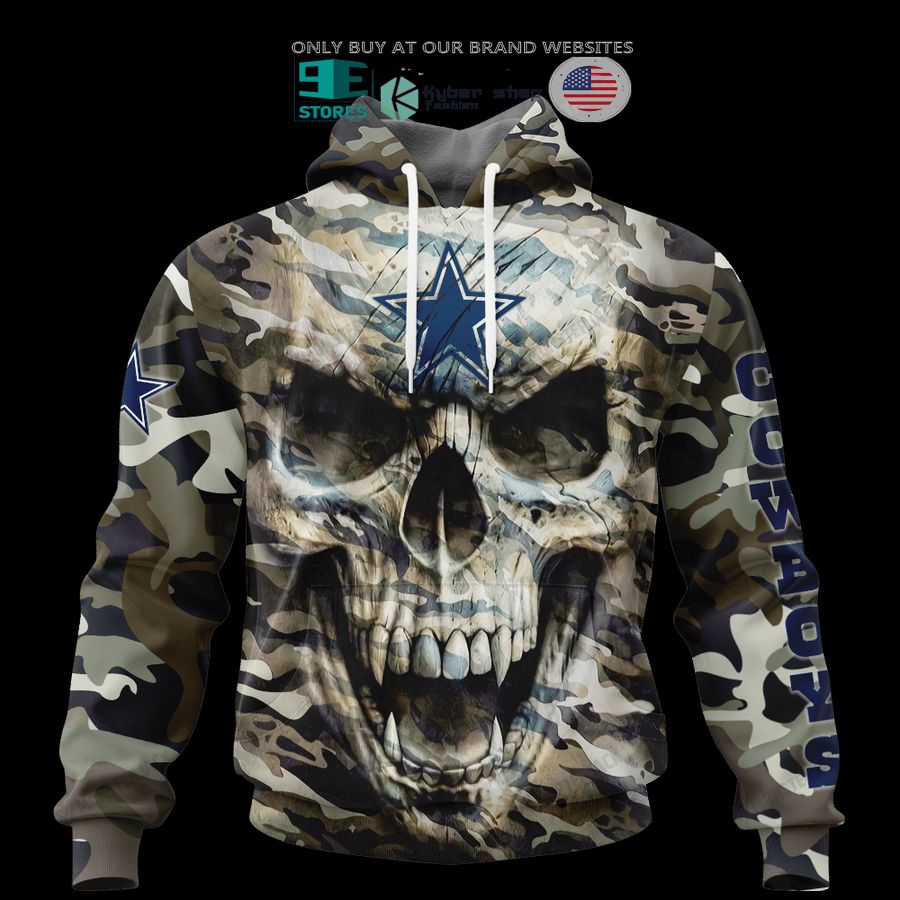 NEW Dallas Cowboys Skull Camo Custom Name Hoodie, Shirt 4 personalized dallas cowboys skull camo 3d shirt hoodie 4 3384