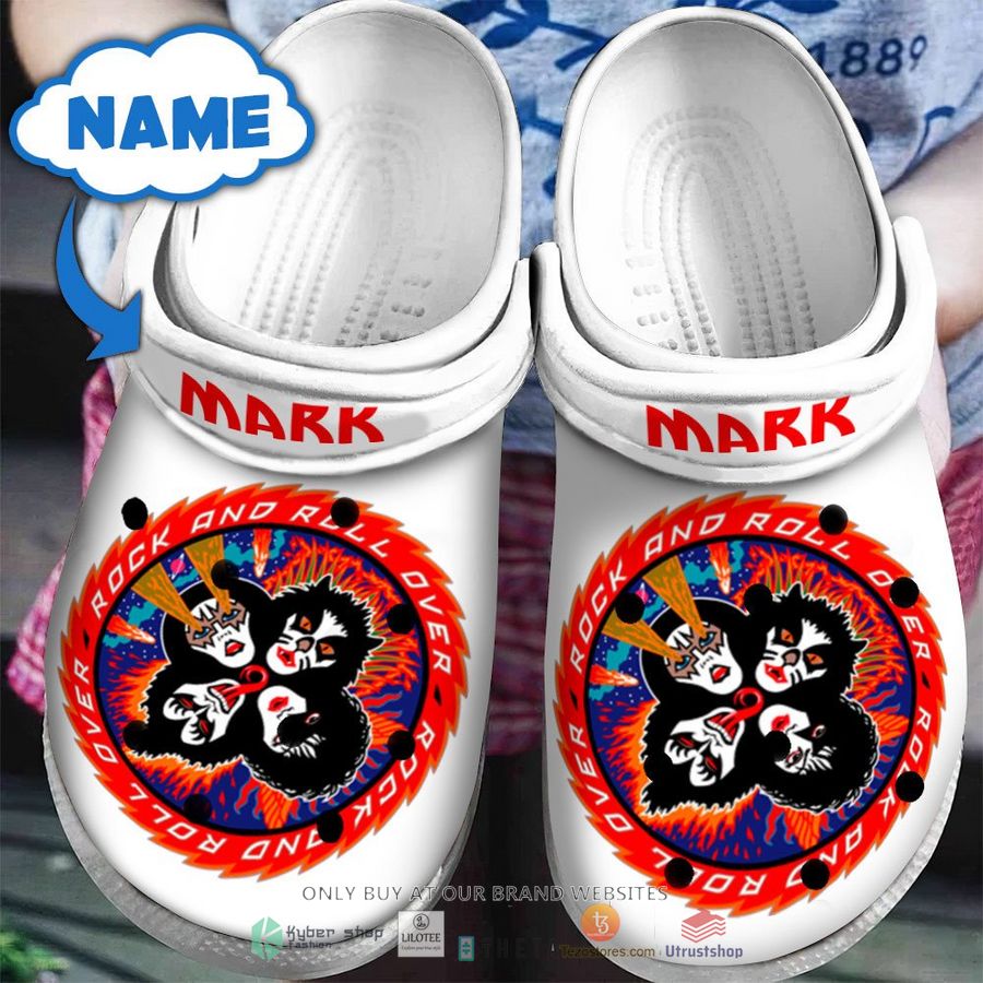 personalized kiss rock and roll over red crocband clog 1 93641