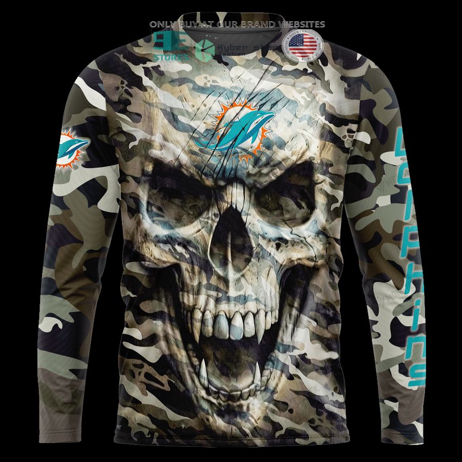NEW Miami Dolphins Skull Camo Custom Name Hoodie, Shirt 11 personalized miami dolphins skull camo 3d shirt hoodie 11 46432