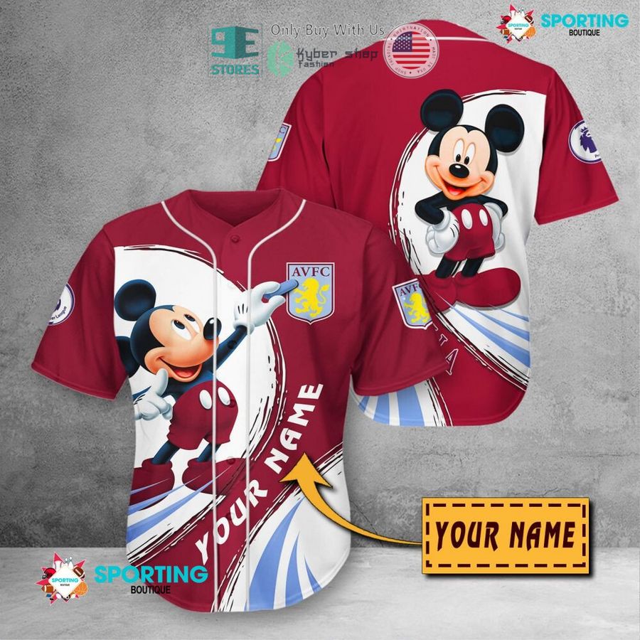 NEW Mickey mouse Aston Villa F.C Custom Name Polo Shirt 11 personalized mickey mouse aston villa f c 3d shirt hoodie 11 12231