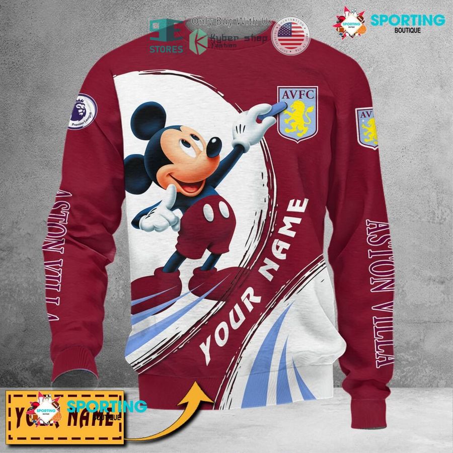NEW Mickey mouse Aston Villa F.C Custom Name Polo Shirt 5 personalized mickey mouse aston villa f c 3d shirt hoodie 5 42655