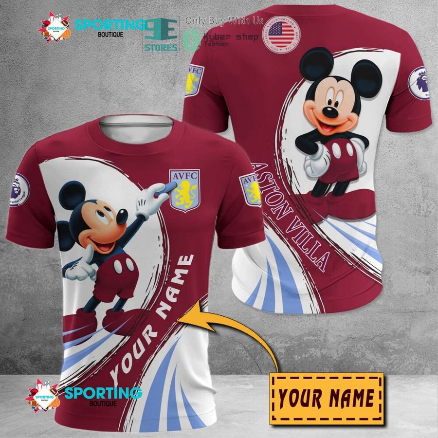 NEW Mickey mouse Aston Villa F.C Custom Name Polo Shirt 8 personalized mickey mouse aston villa f c 3d shirt hoodie 8 25636